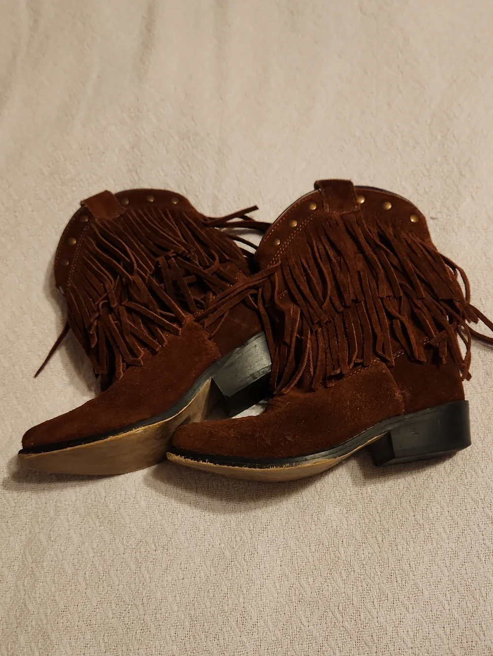 Shyanne Brown Suede Fringe Kids Western Boots